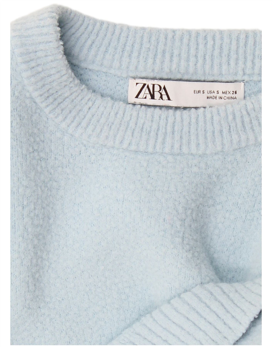ZARA Damen Pullover mit bauchfreiem U-Boot-Ausschnitt, Gr. 8, Blau