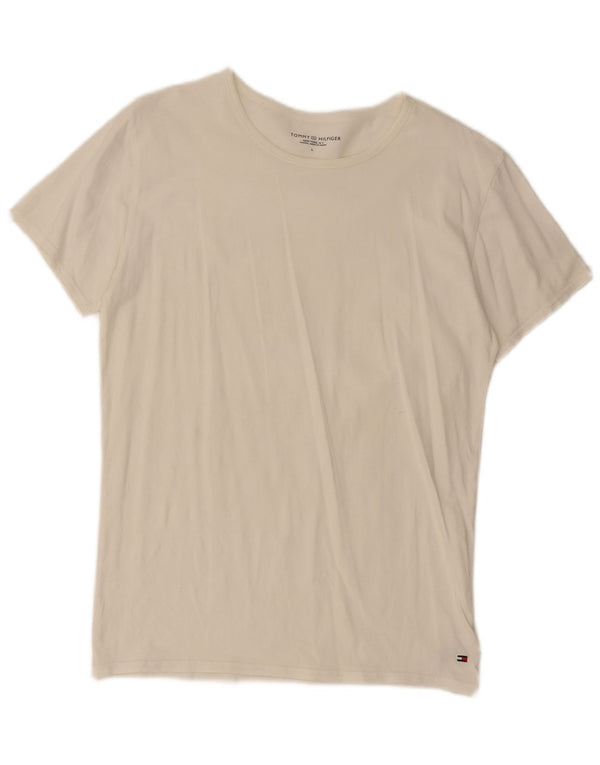 Tommy Hilfiger Herren T-Shirt Top Large Weiß Baumwolle