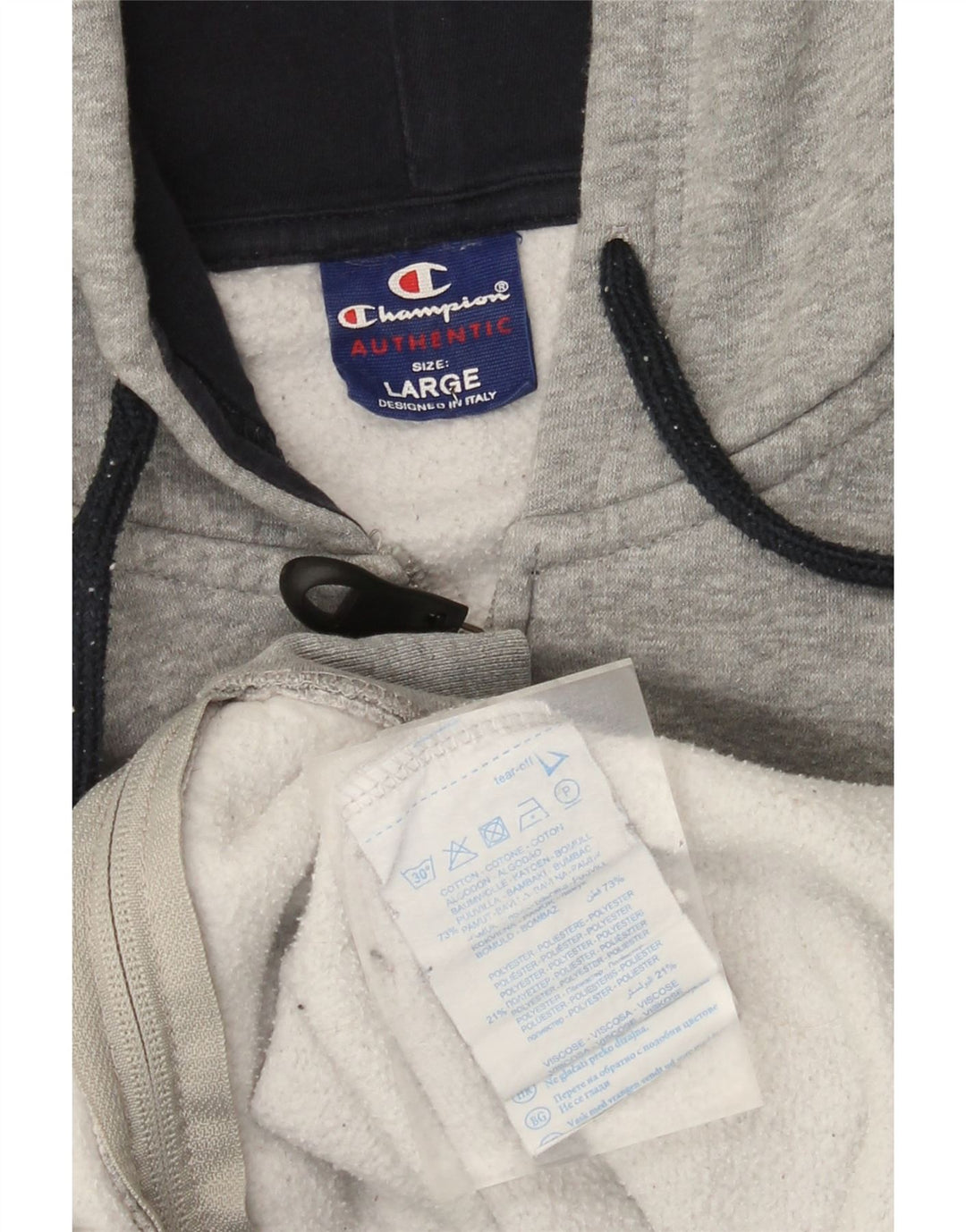 Champion Herren-Kapuzenpullover mit Reißverschluss, groß, graue Baumwolle