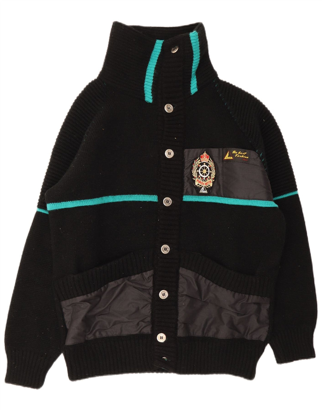 Vintage Herren Cardigan Pullover groß schwarz gestreift