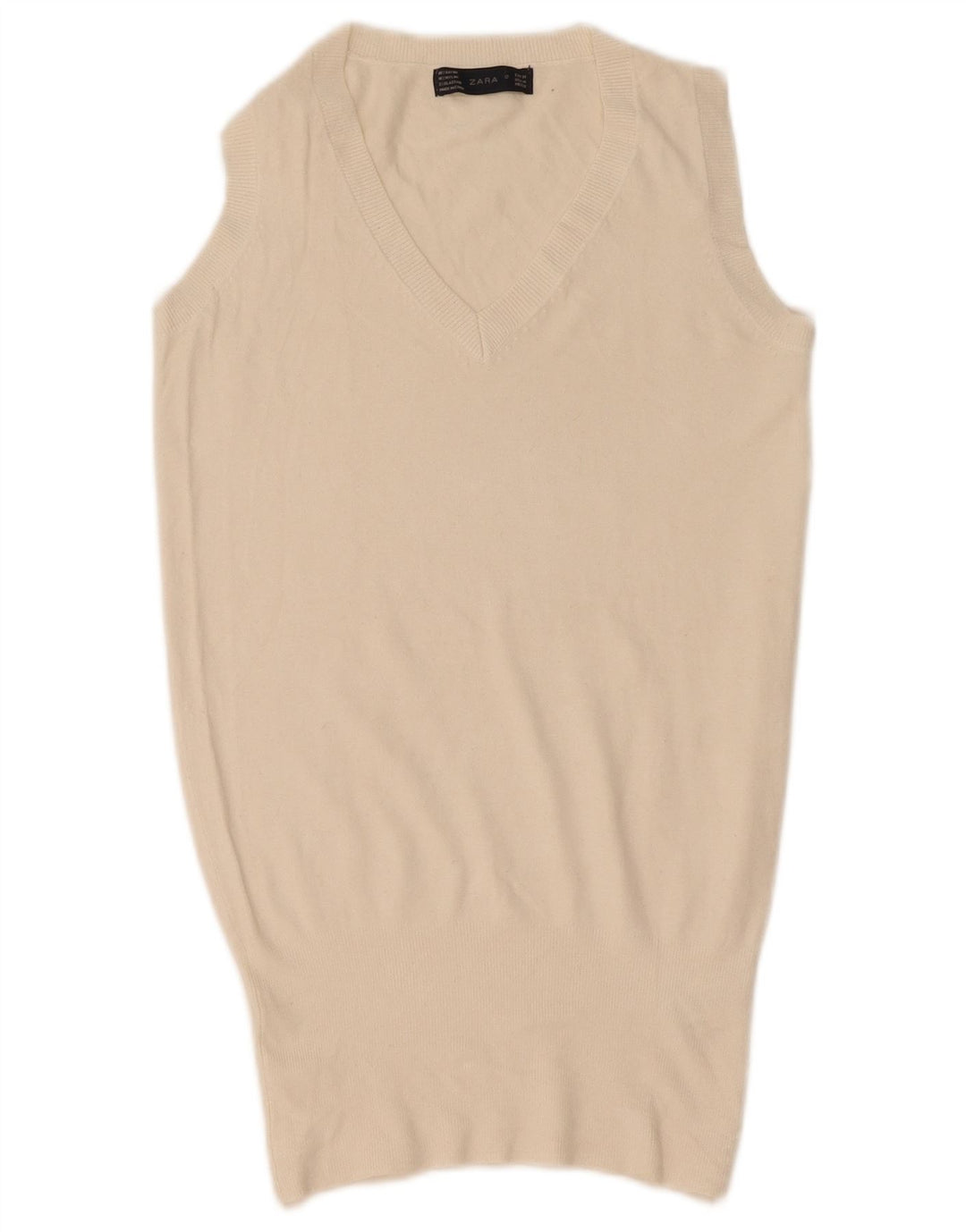 Zara Damen Weste Top UK 12 Medium Weiß Rayon