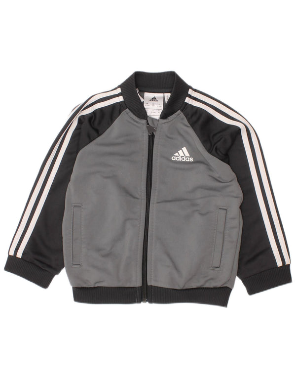 ADIDAS Baby-Jungen-Trainingsanzug, Oberteil, Jacke, 12–18 Monate, Grau, Farbblock
