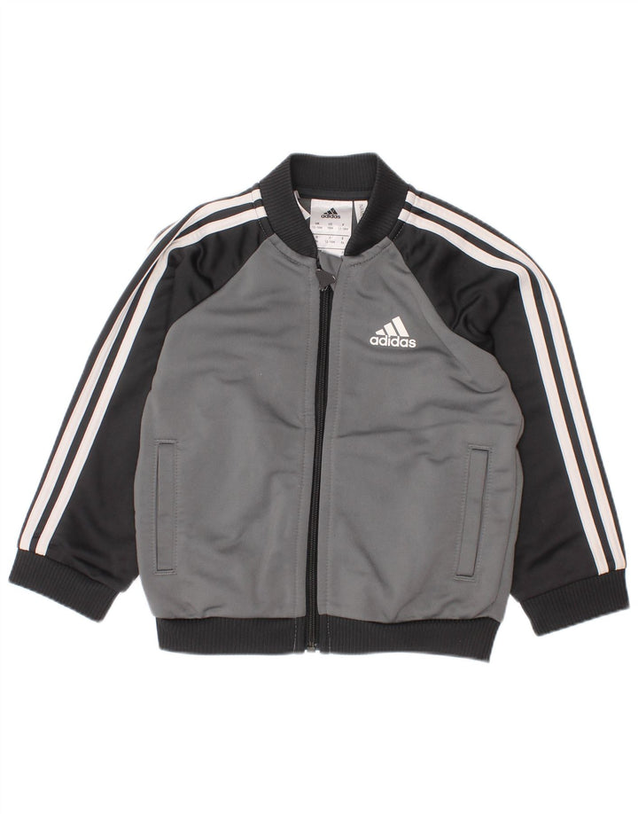 ADIDAS Baby-Jungen-Trainingsanzug, Oberteil, Jacke, 12–18 Monate, Grau, Farbblock