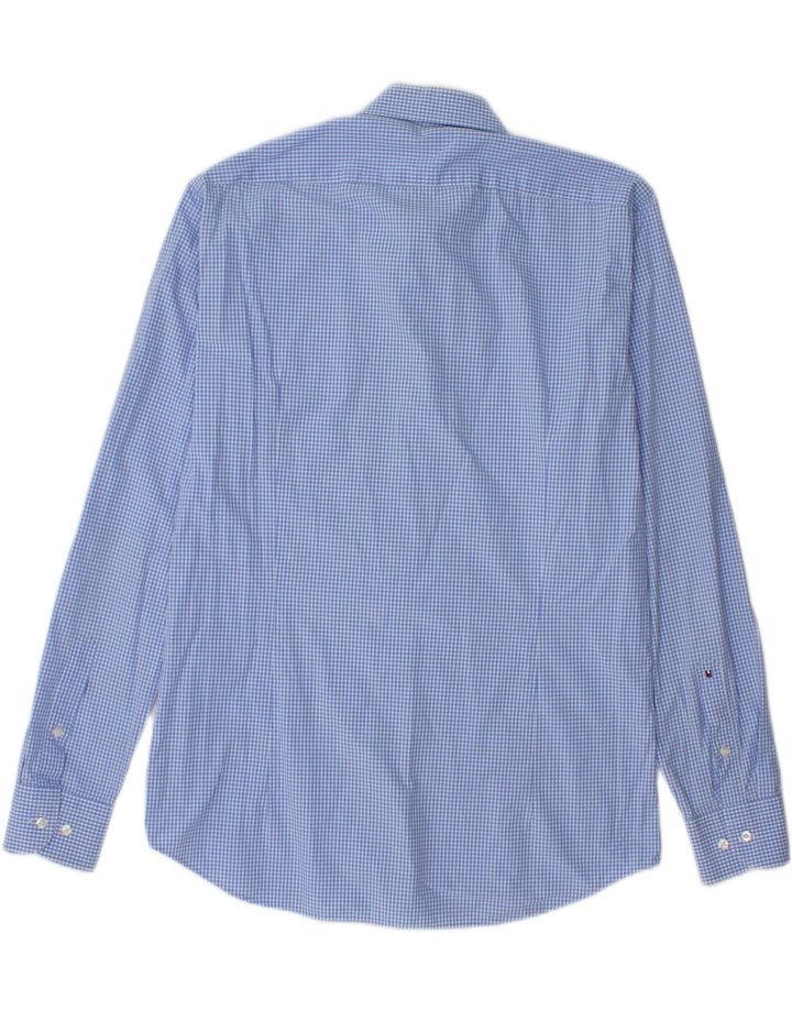 TOMMY HILFIGER Mens Fitted Shirt Size 40 15 1/2  Medium Blue Gingham