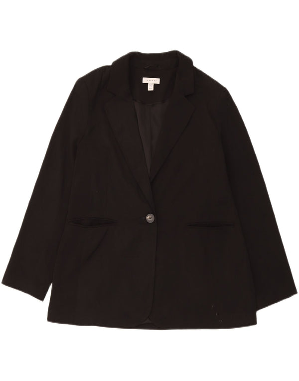 Topshop Damen-Blazerjacke mit 1 Knopf, UK 14, Mittelschwarz, Polyester