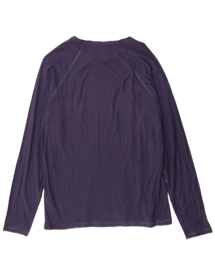 JACK & JONES Herren-Grafik-Oberteil, langärmelig, mittelmarineblaue Baumwolle