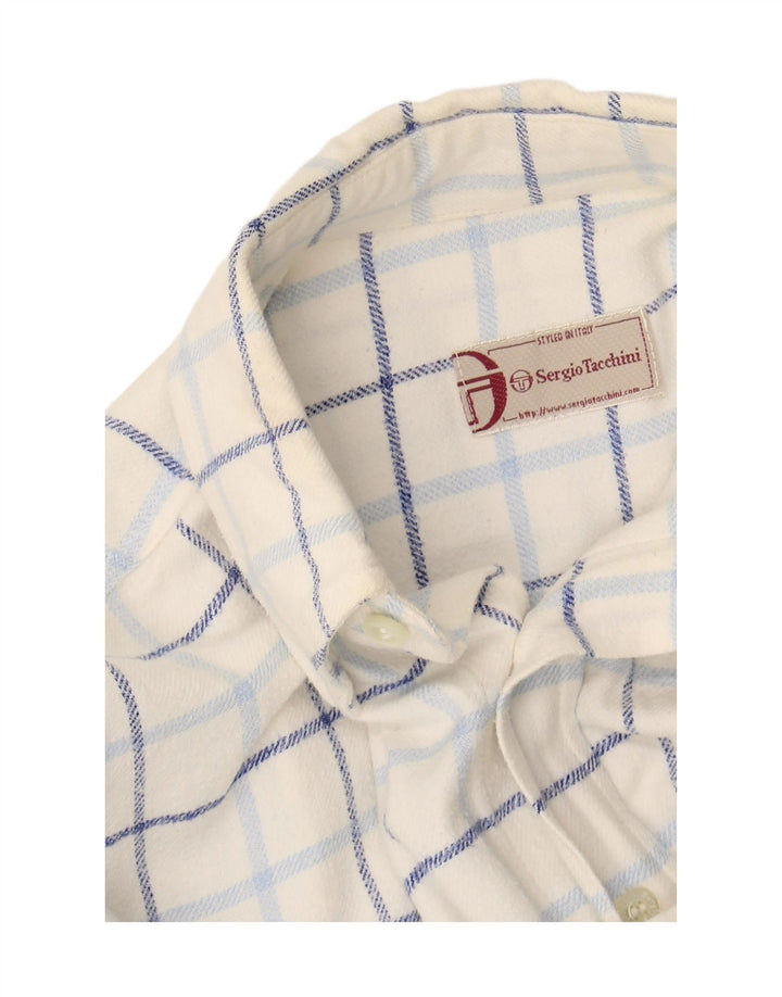 SERGIO TACCHINI Mens Flannel Shirt XL White Check