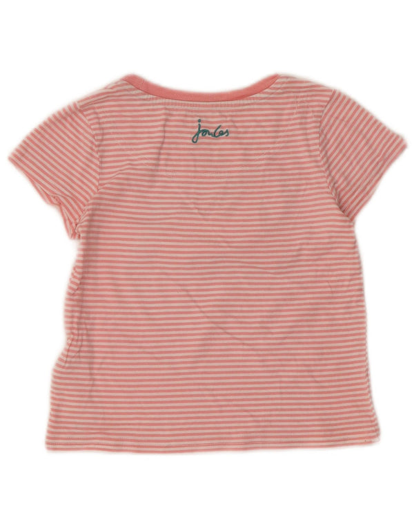 JOULES Girls Unicorn Graphic T-Shirt Top 4-5 Years Pink Striped Cotton