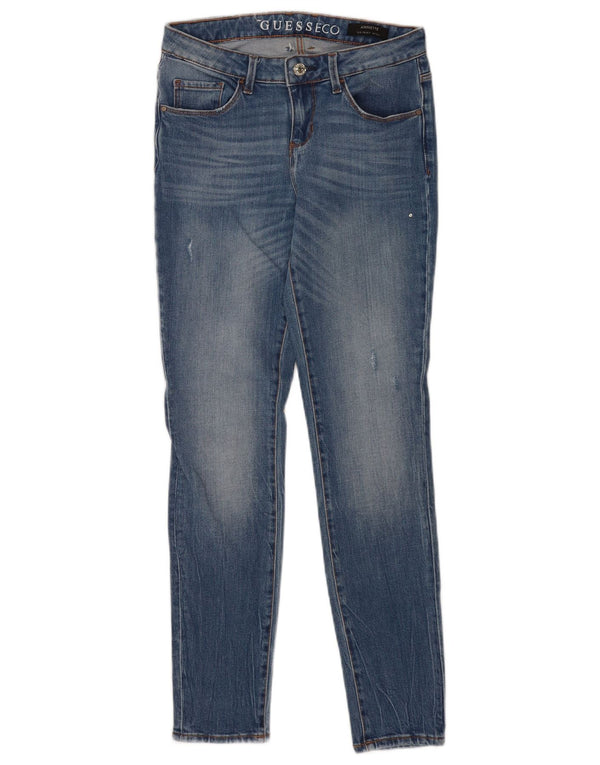 Guess Damen Distressed Skinny Jeans W26 L29 Blau