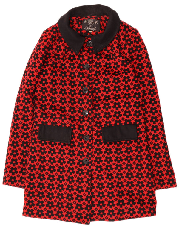 Collectif Womens Abstract Pattern Overcoat UK 10 Small Rot Polyester