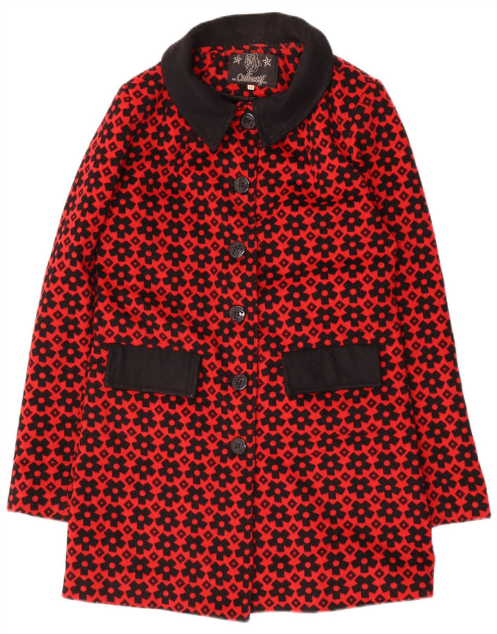 Collectif Womens Abstract Pattern Overcoat UK 10 Small Rot Polyester