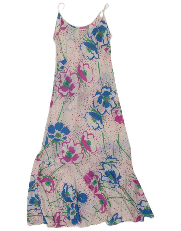 Vintage Damen Durchsichtiges Maxikleid UK 8 Small White Floral