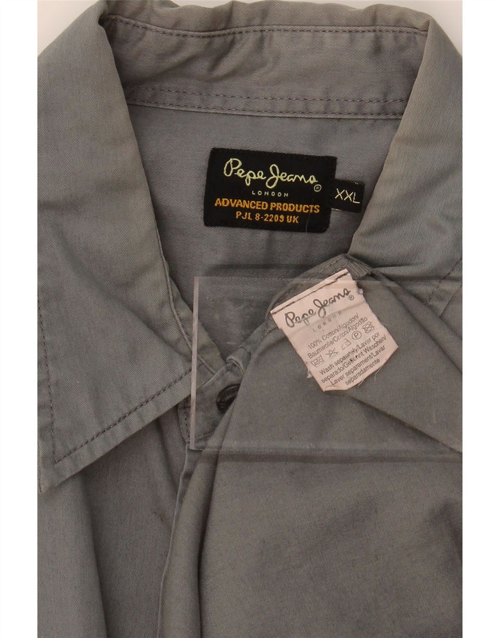 PEPE JEANS Mens London Shirt 2XL Grey Cotton Vintage PEPE Jeans and Second-Hand PEPE Jeans from Messina Hembry 
