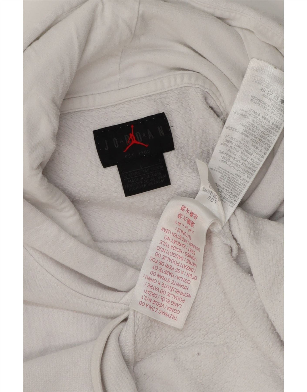 JORDAN Kapuzenpullover für Jungen, 12–13 Jahre, groß, weiße Baumwolle