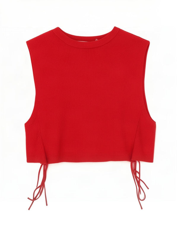 Zara Damen Crop ärmelloses Blusenoberteil UK 8 Small Rot