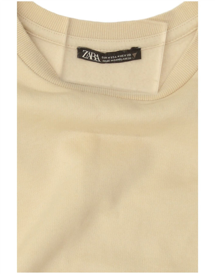 Zara Damen-Sweatshirt-Pullover UK 14 Mittelweiße Baumwolle