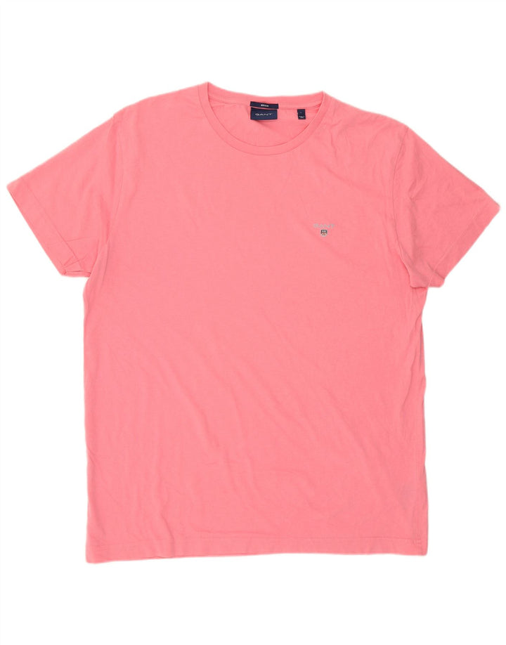 Gant Herren Regular T-Shirt Top Large Rosa Baumwolle