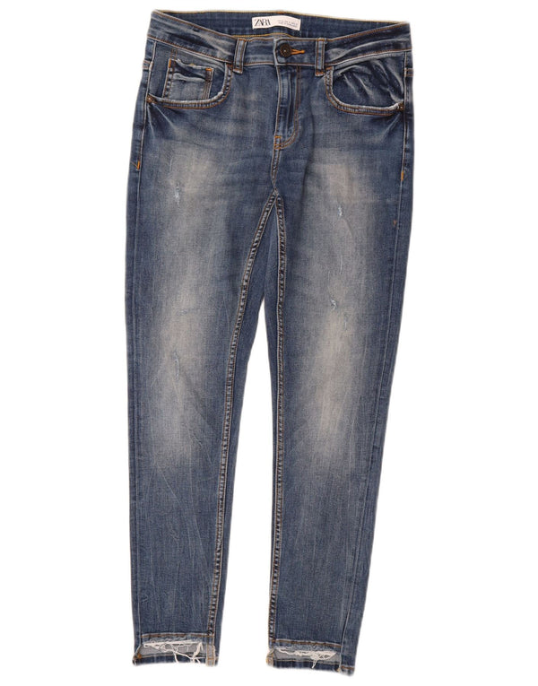 Zara Damen Distressed Skinny Jeans EU 40 Medium W30 L26 Blaue Baumwolle