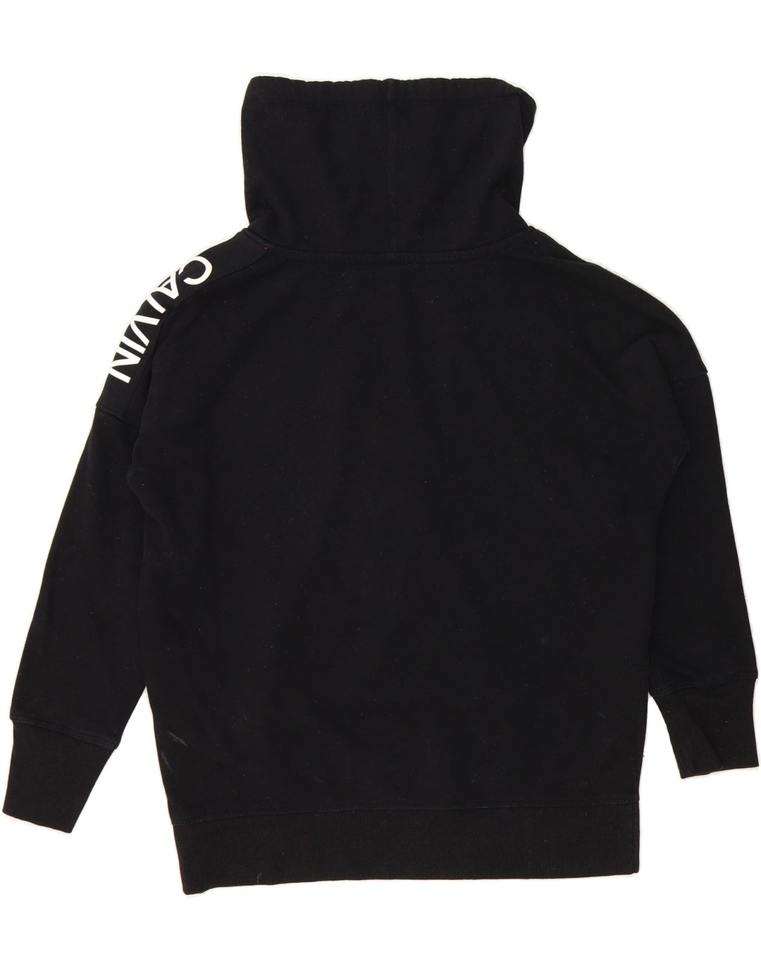 CALVIN KLEIN Womens Oversized Graphic Sweatshirt Jumper UK 10 Small Black Vintage Calvin Klein and Second-Hand Calvin Klein from Messina Hembry 