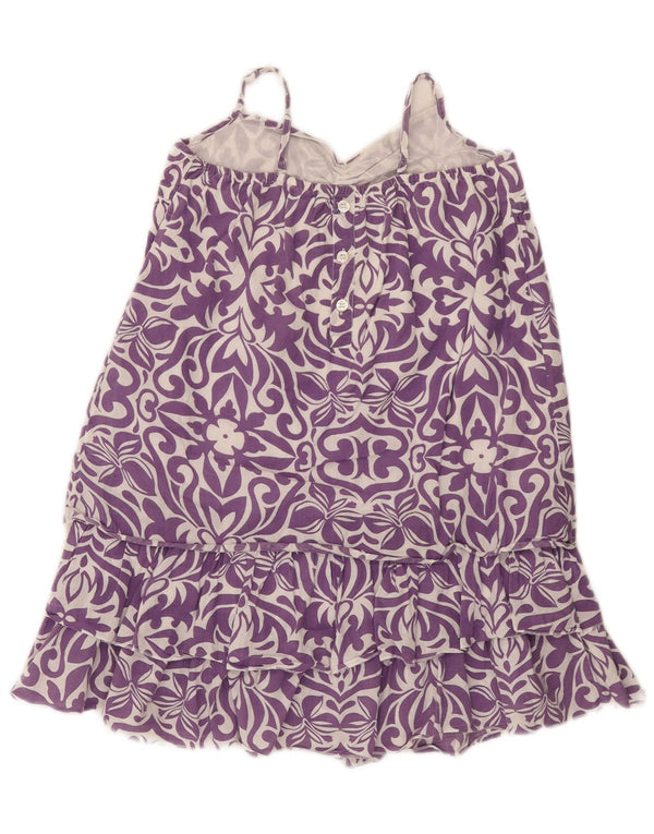 Benetton Mädchen-Sommerkleid, 7–8 Jahre, lila Blumenmuster, Baumwolle