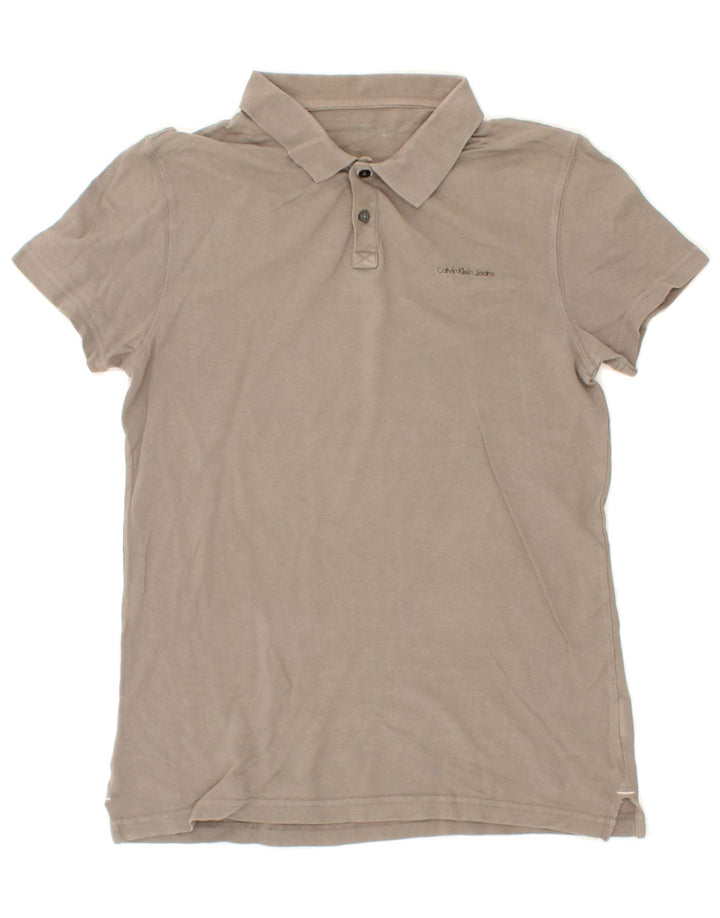 CALVIN KLEIN JEANS Mens Polo Shirt Large Grey Cotton Vintage Calvin Klein Jeans and Second-Hand Calvin Klein Jeans from Messina Hembry 