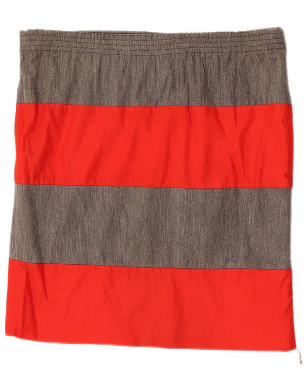 Gianfranco Ferre Damen gerader Rock IT 44 Medium W34 Grau gestreifte Baumwolle