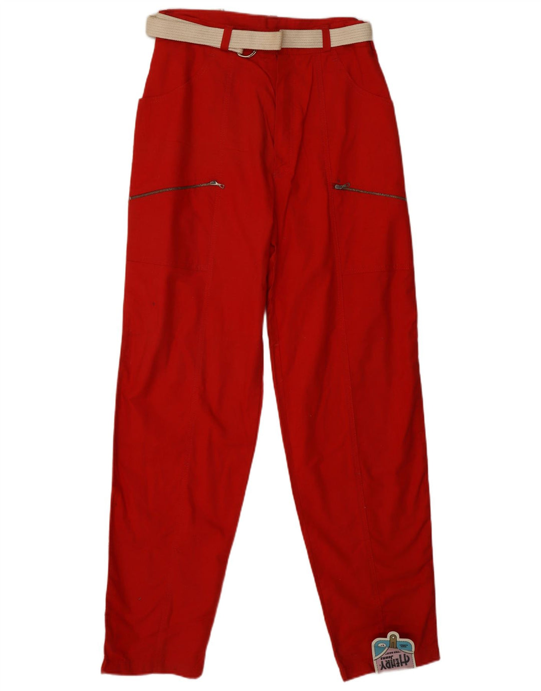 VINTAGE Damen Cargohose mit hoher Taille IT 46 Large W28 L31 Rote Baumwolle