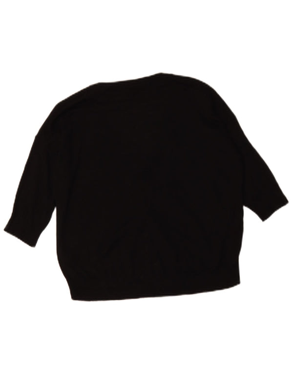 Zara Damen Crop 3/4-Ärmel-Cardigan-Pullover UK 10 Small Schwarze Viskose