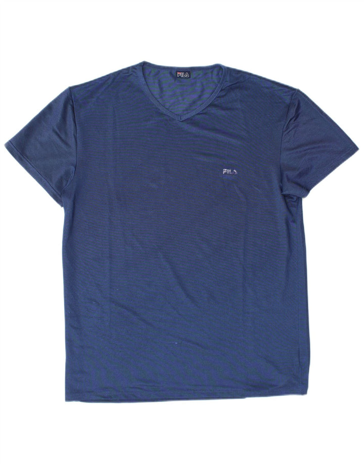 FILA Damen T-Shirt Top UK 14 Large Blau Polyester