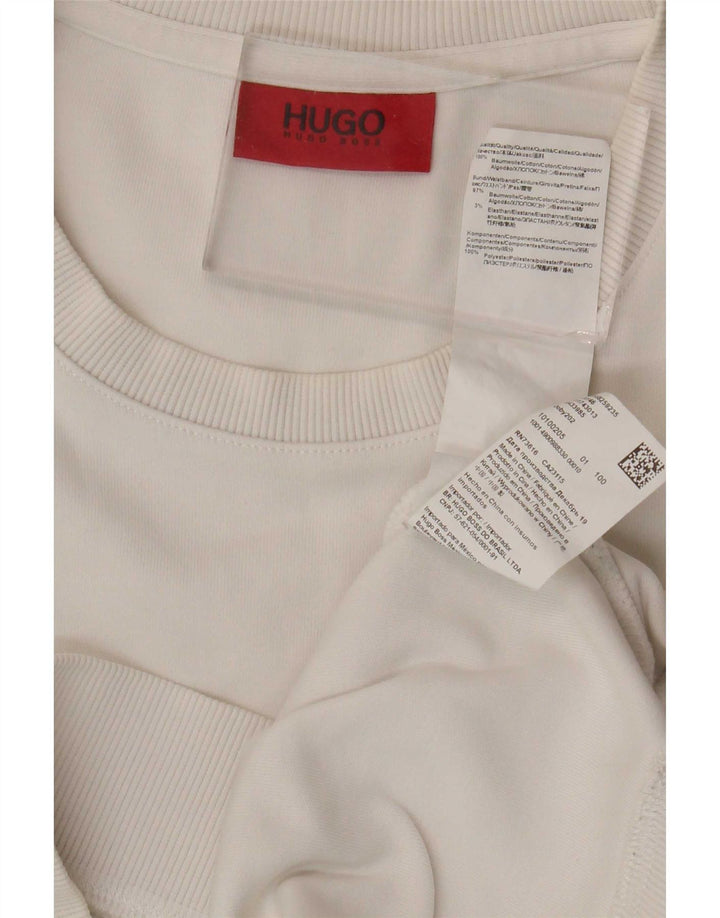 Hugo Boss Herren-Sweatshirt mit grafischem Motiv, Größe S, Weiß, Colourblock-Baumwolle