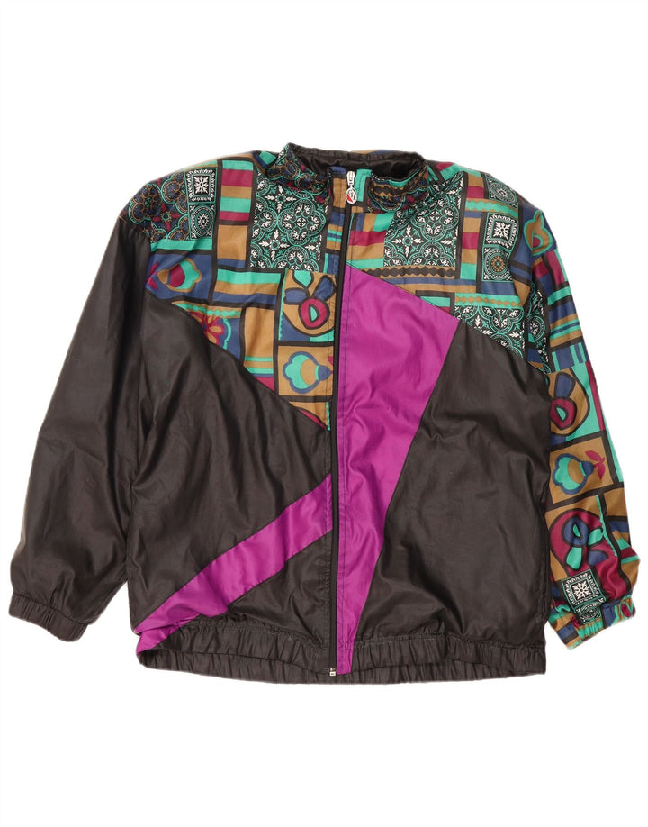 Vintage Herren-Trainingsanzug-Top-Jacke, große schwarze Colourblock-Baumwolle