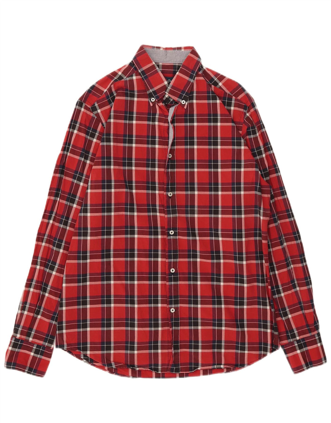 Massimo Dutti Herren-Flanellhemd mit lässiger Passform, großes rotes Karomuster
