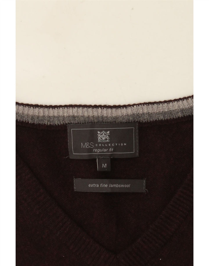 Marks & Spencer Herren-Tanktop mit normaler Passform, mittleres Burgunderrot aus Lammwolle