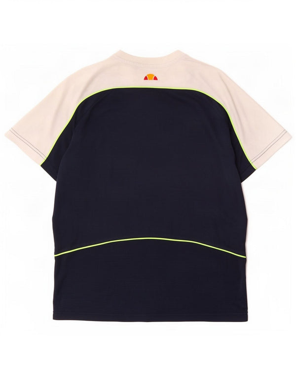 Ellesse Mens Graphic T-Shirt Top Small Navy Blue Colourblock Polyester