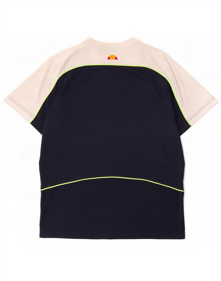 Ellesse Herren-T-Shirt mit Grafik, klein, Marineblau, Farbblock-Polyester
