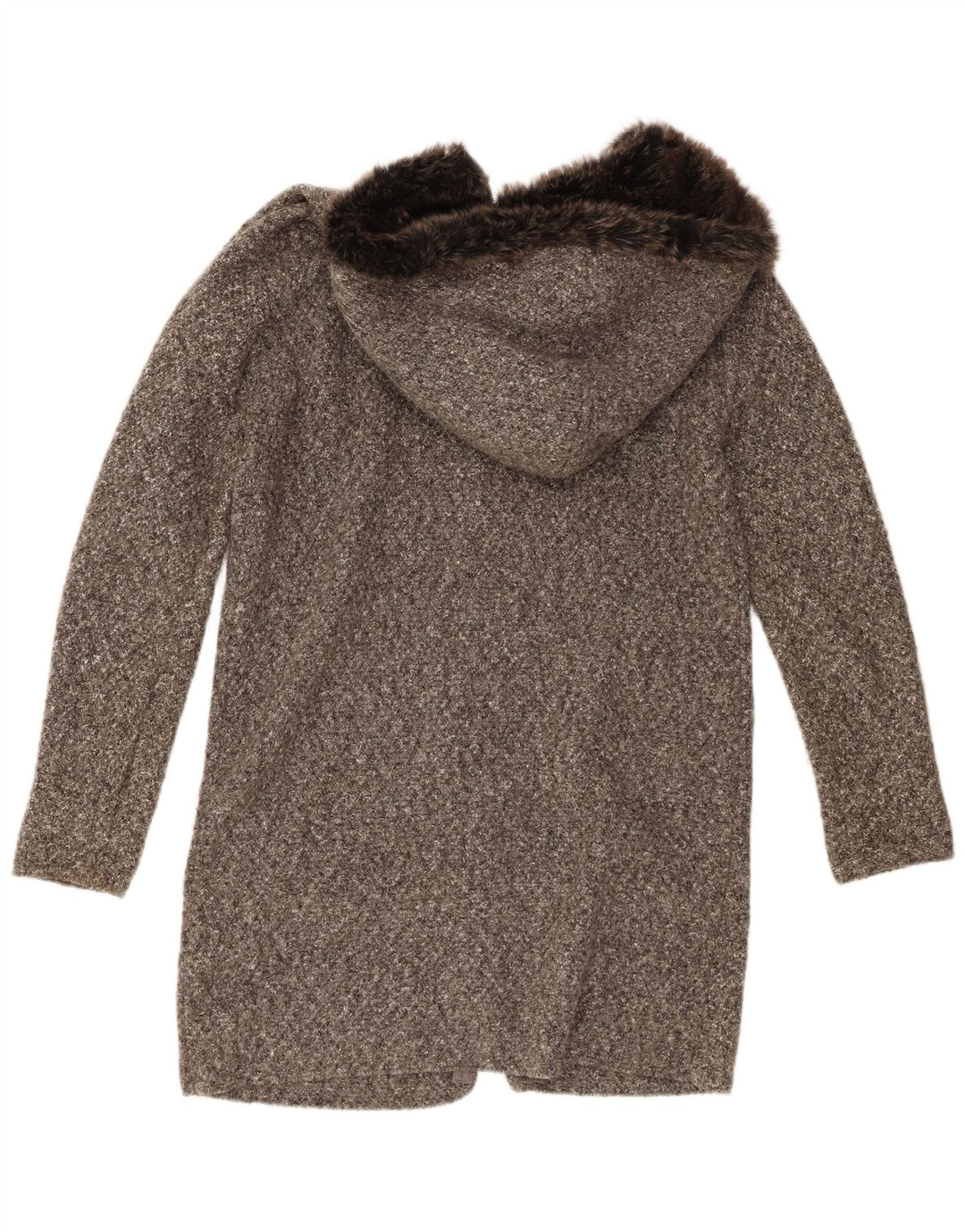 Übergroßer Damen-Strickmantel mit Kapuze von Zara, Gr. 10, klein, grau geflecktes Acryl