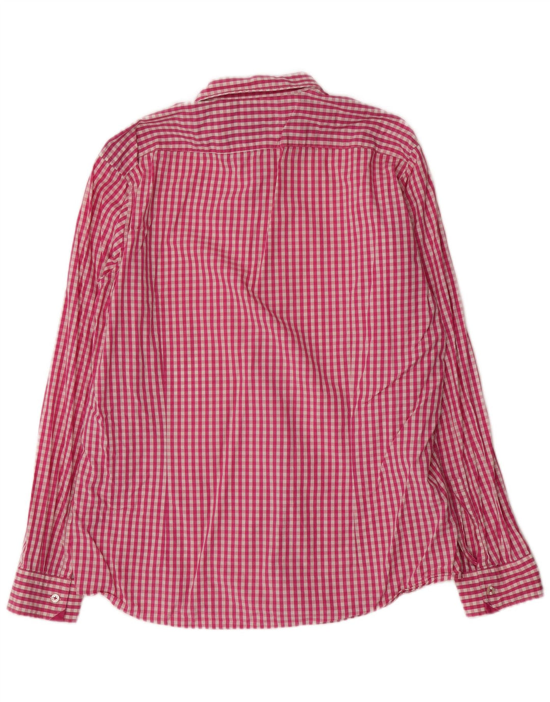 Hugo Boss Herren-Hemd mit normaler Passform, XL, rosa Gingham-Baumwolle
