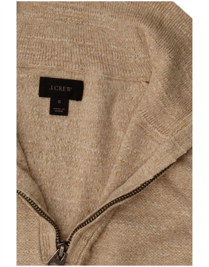 J. Crew Herren-Pullover mit Reißverschluss am Hals, Größe S, beige, Baumwolle
