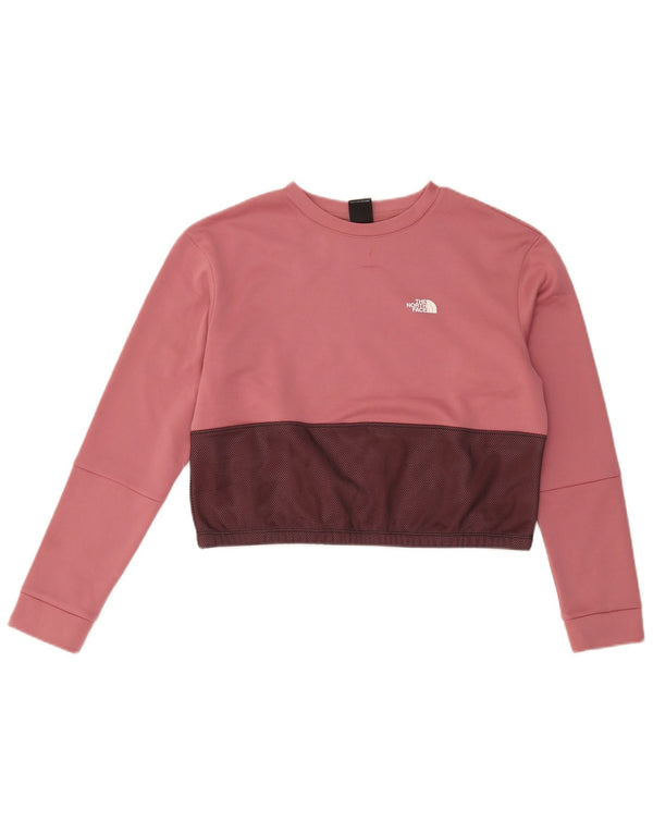 The North Face Damen Crop Sweatshirt Pullover UK 16 Large Pink Colourblock