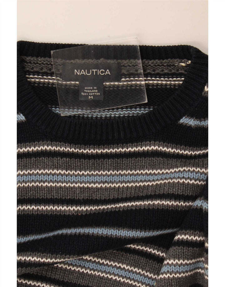 Nautica Herren-Pullover mit Rundhalsausschnitt, mittelgroß, marineblau, gestreift, Baumwolle