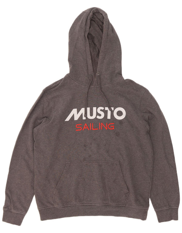 Musto Herren-Kapuzenpullover mit Grafik, XL, graue Baumwolle