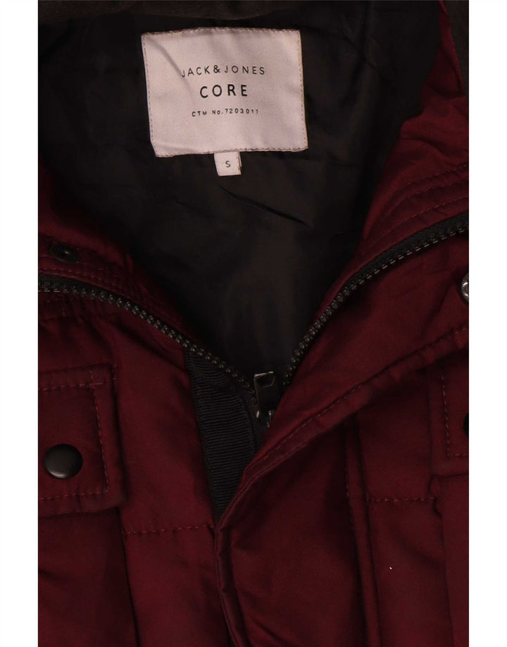 Jack & Jones Wattierte Herrenjacke mit Kapuze, UK 36, Größe S, Burgunderrot, Polyester