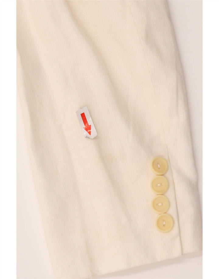 Max & Co. Damen-Blazerjacke mit 3 Knöpfen, Gr. 8, Größe S, Weiß, Leinen