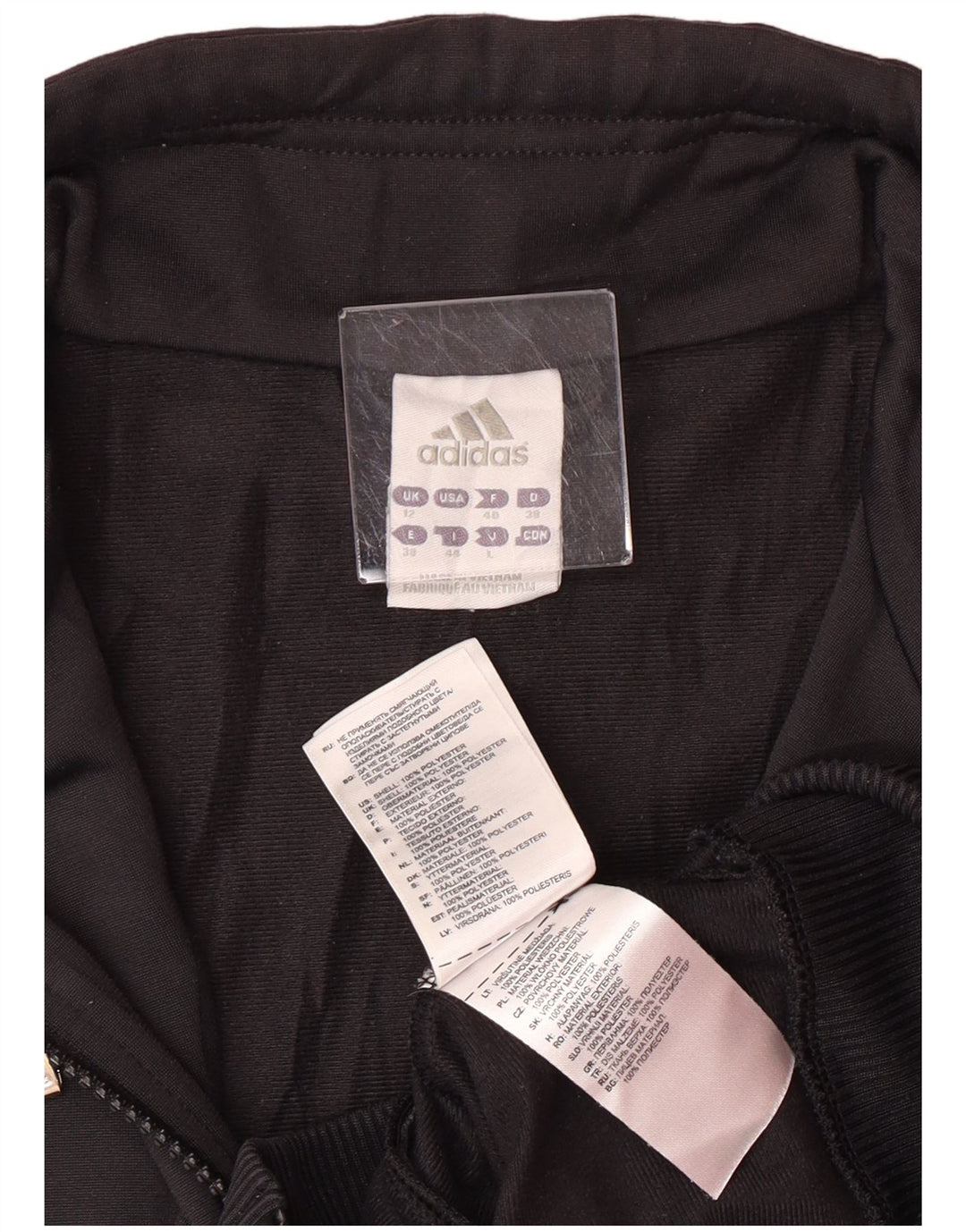 ADIDAS Damen-Trainingsanzug-Oberteiljacke UK 12 Mittelschwarzes Polyester