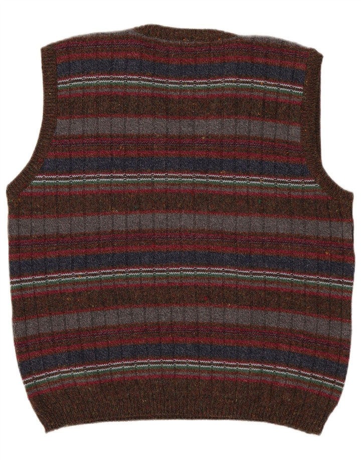 Osvaldo Bruni Herren Weste Tank Top Medium Mehrfarbig gestreift Wolle
