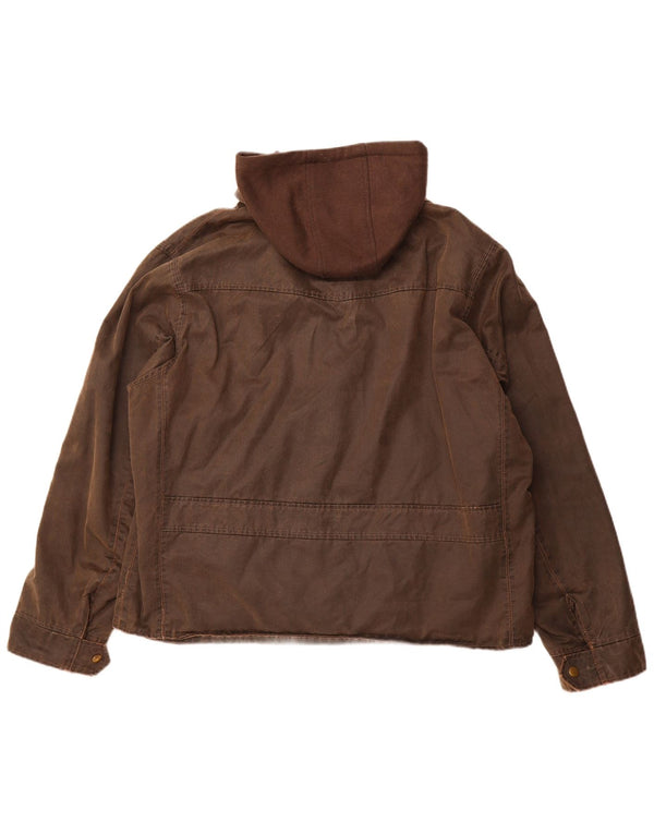 HARD ROCK CAFE Herren London Hooded Waxed Jacket UK 44 2XL Braune Baumwolle