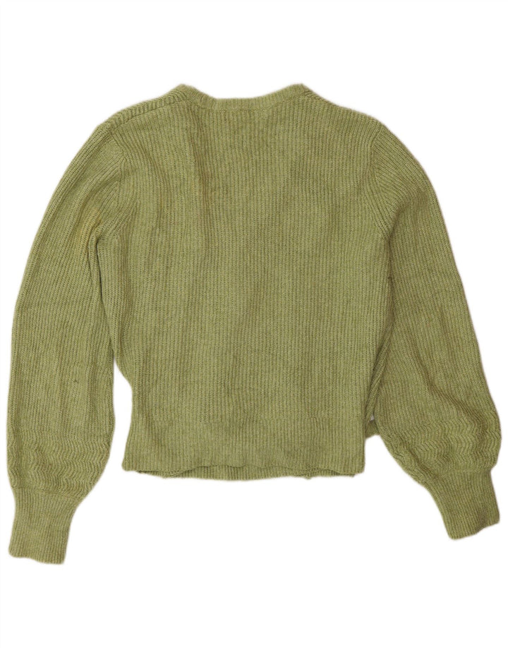 Marks & Spencer Damen Wickel-Cardigan-Pullover UK 14 Mittelgrüne Baumwolle