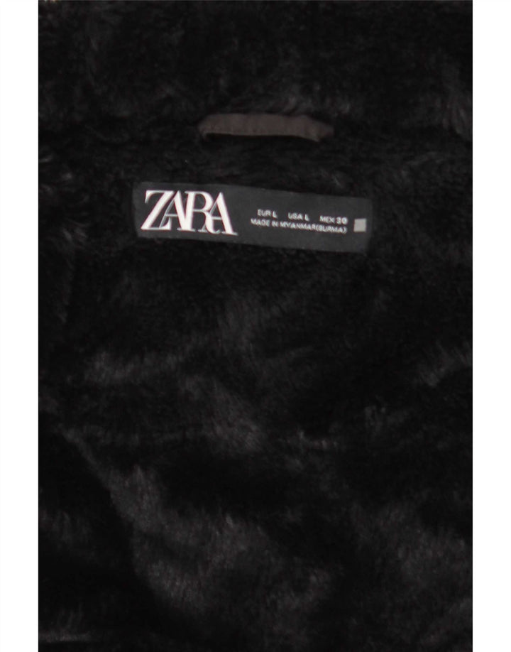 Zara Damen-Jacke mit Kapuze, gepolstert, UK 16, Größe L, Schwarz, Polyester