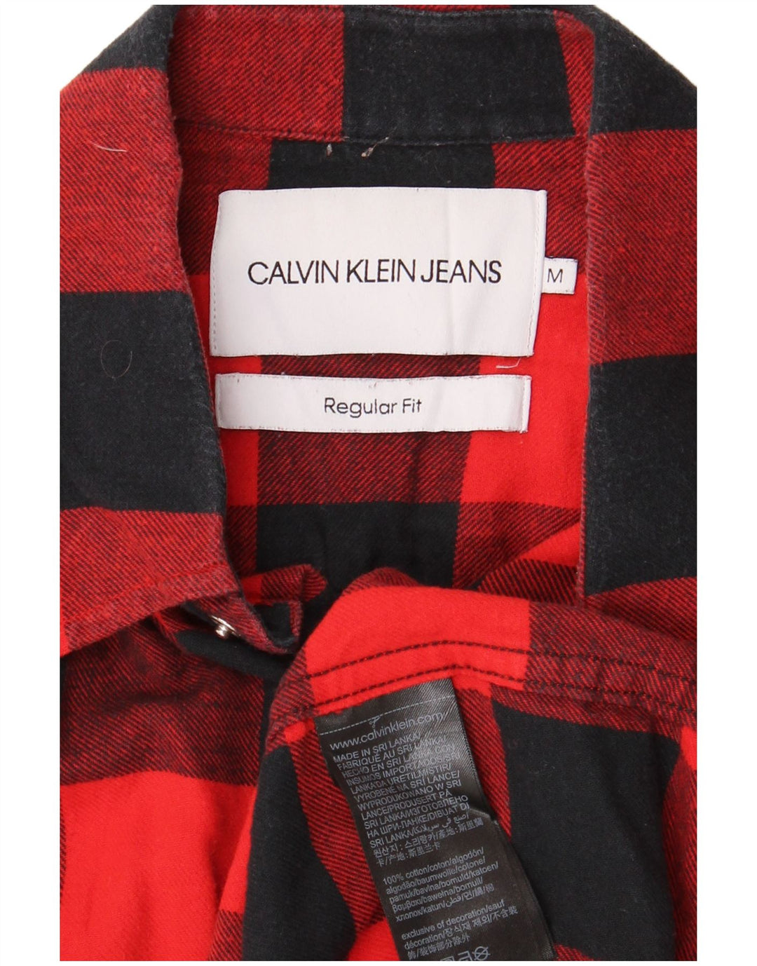 CALVIN KLEIN JEANS Herren-Flanellhemd mit normaler Passform, mittelrote karierte Baumwolle