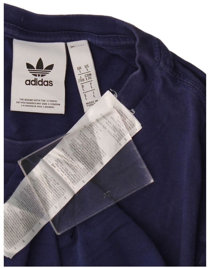 ADIDAS Mens T-Shirt Top Large Navy Blue Cotton